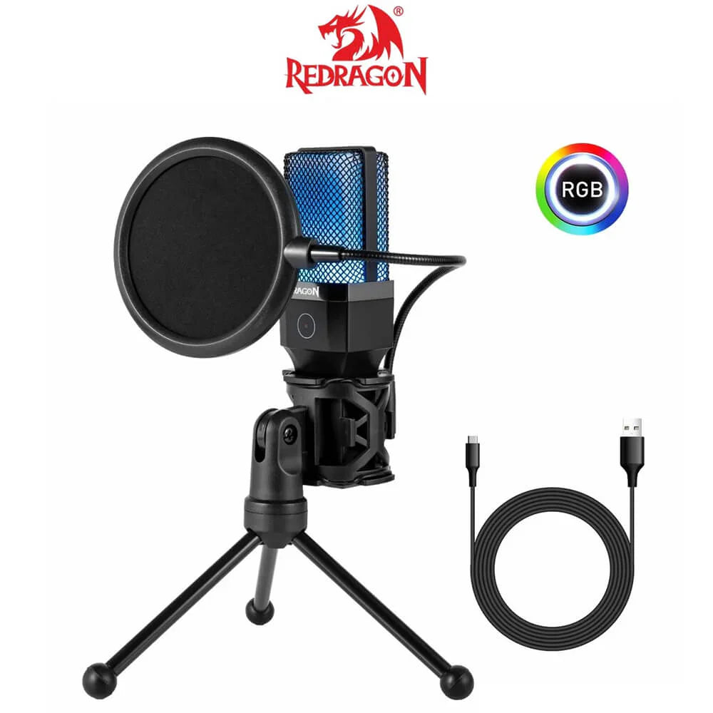 Redragon GM212 Adne RGB Streaming Microphone with Pop Filter - PakByte