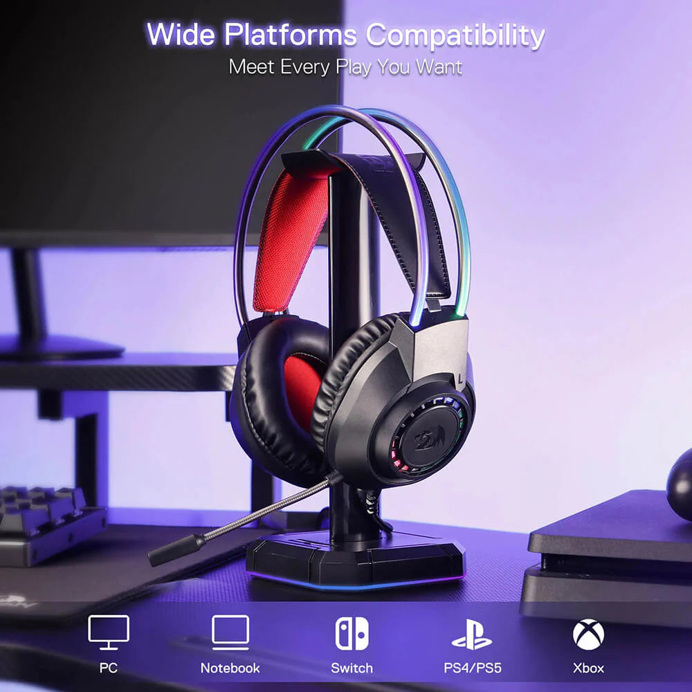 Redragon H231 Scream Wired Gaming Headset, Stereo Surround Sound, 40mm Drivers, Leather Foam Ear Pads, Noise-canceling Microphone, Multi-Platforms Headphone, Works with PC/PS4/5/NS/Xbox-one, Black - PakByte