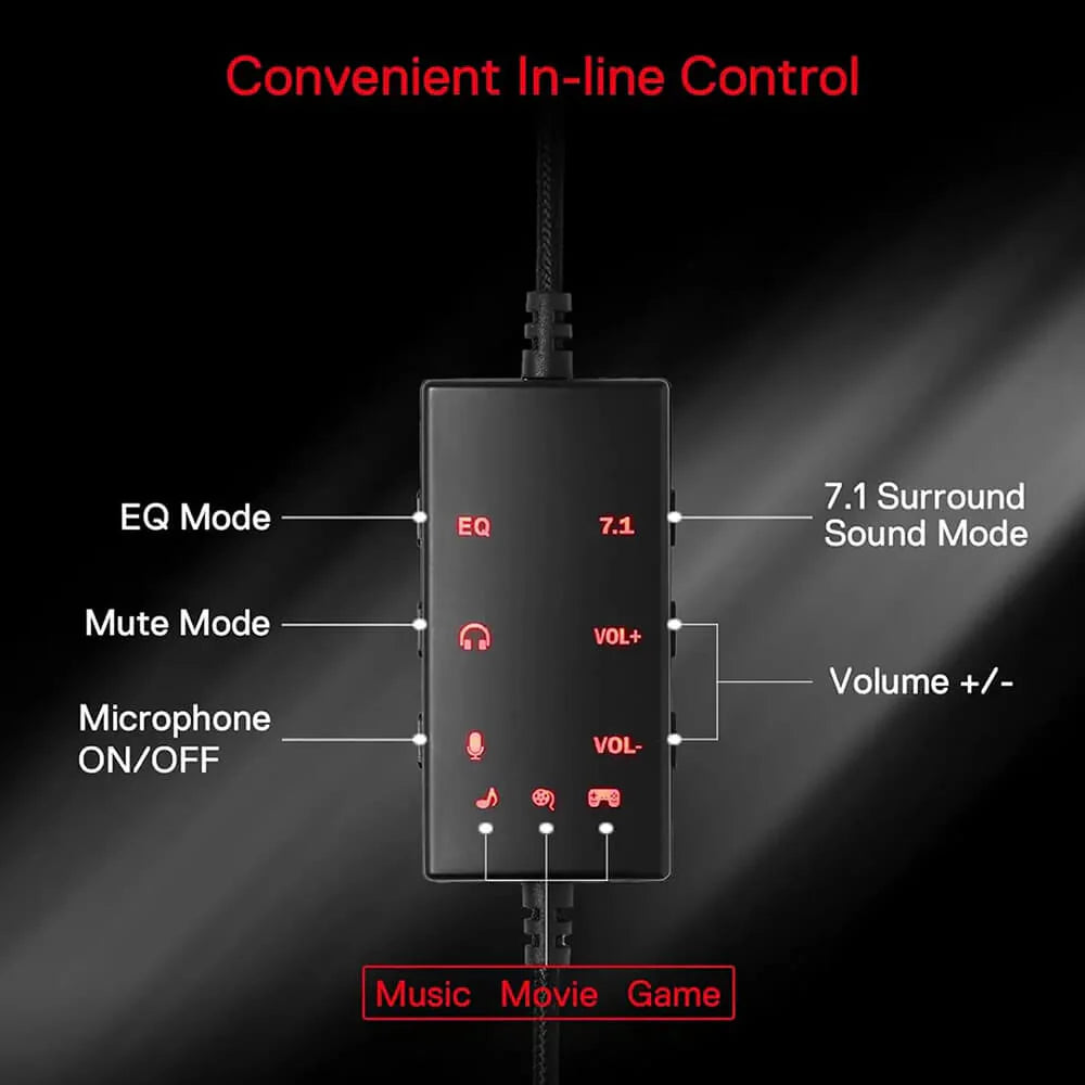 Redragon H376 AURORA USB Wired Gaming Headset - Black - PakByte Computers