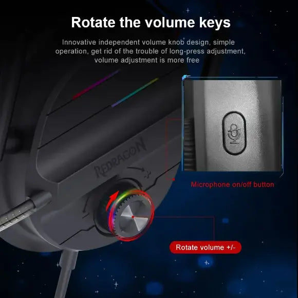 Redragon H380 CHIRON RGB Gaming Headset - Black - PakByte Computers