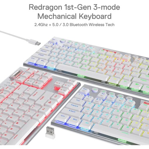Redragon HORUS TKL K621 Wireless RGB Mechanical Gaming Keyboard – White - PakByte
