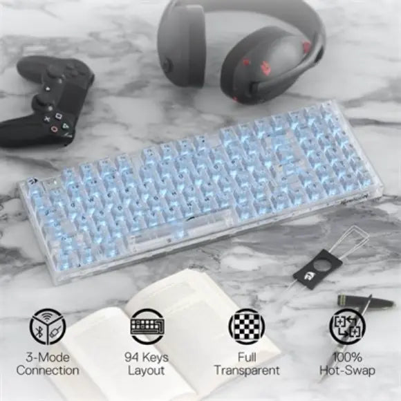 Redragon IRELIA PRO K658CT-RGB-PRO Wireless Mechanical Keyboard | White - PakByte Computers
