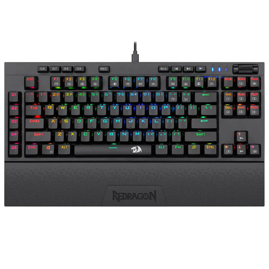 Redragon K588 Broadsword RGB Mechanical Gaming Keyboard with Wrist Rest (Black) - PakByte