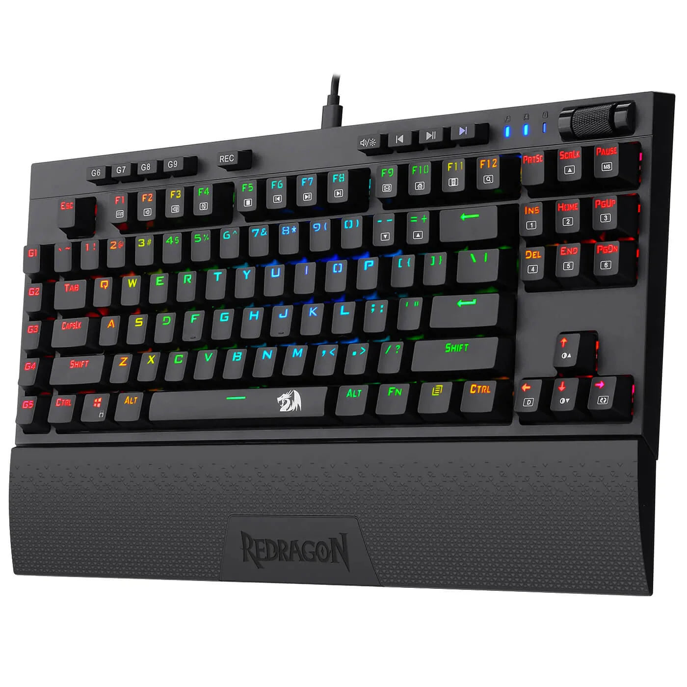 Redragon K588 Broadsword RGB Mechanical Gaming Keyboard with Wrist Rest (Black) - PakByte