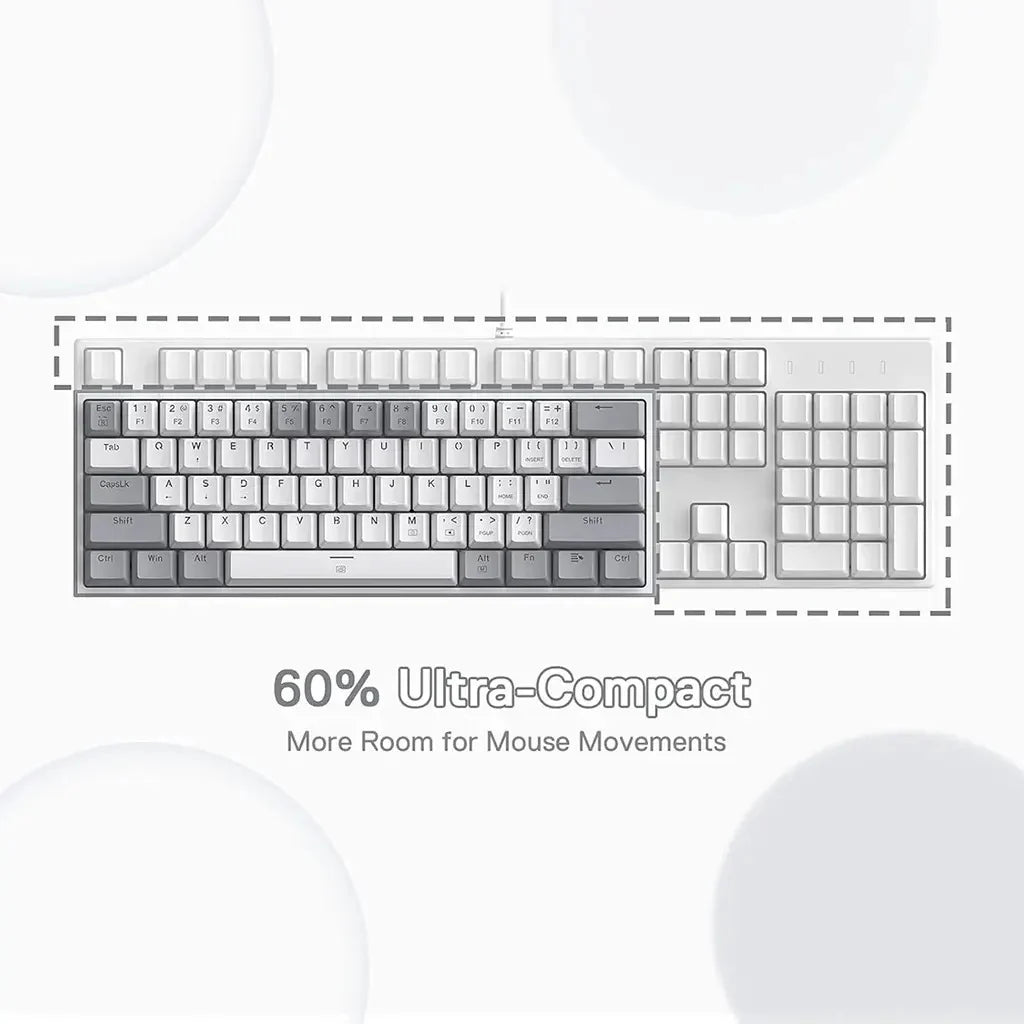 Redragon FIZZ K617 60% RGB Mechanical Keyboard with Red Switches - White & Gray - PakByte Computers