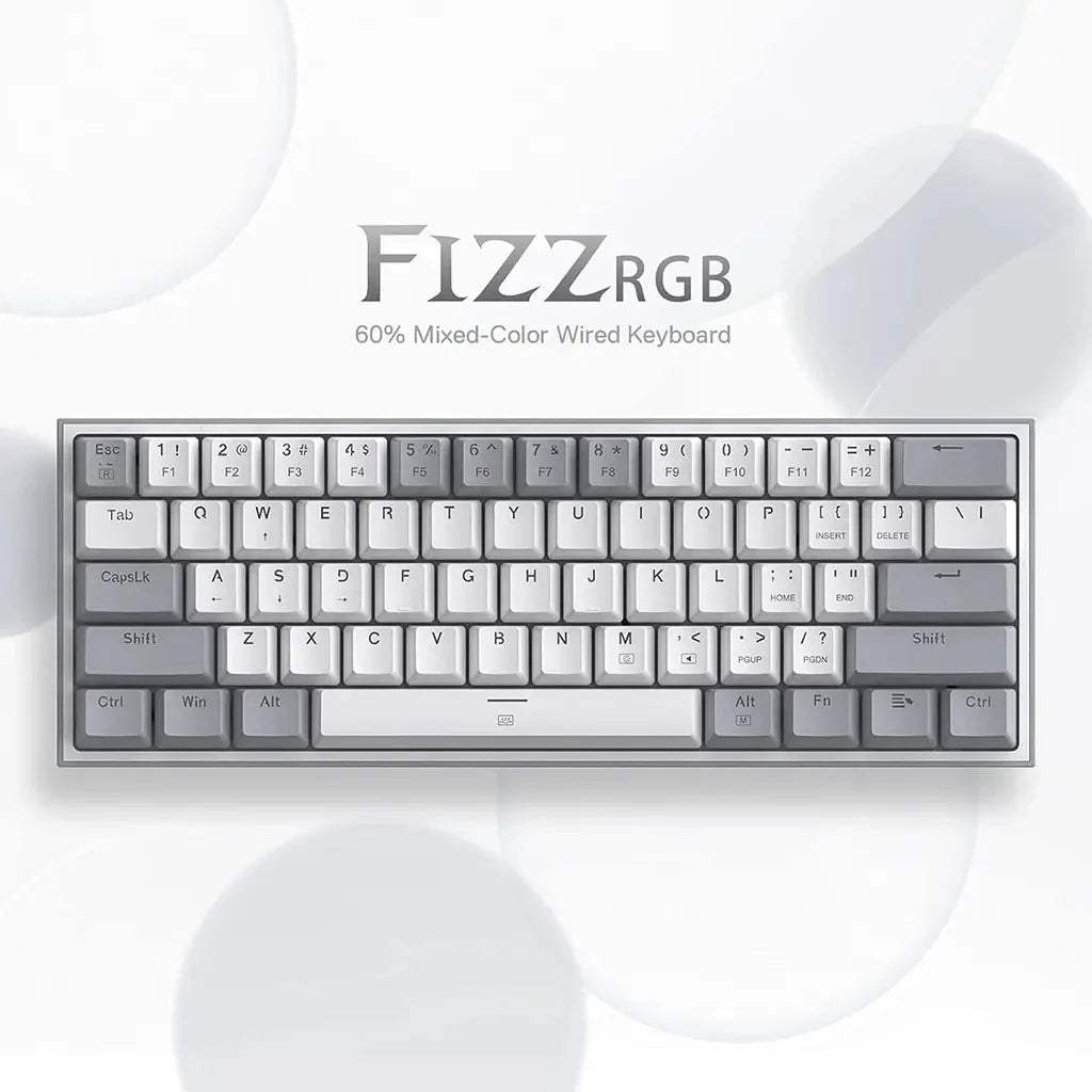 Redragon FIZZ K617 60% RGB Mechanical Keyboard with Red Switches - White & Gray - PakByte Computers