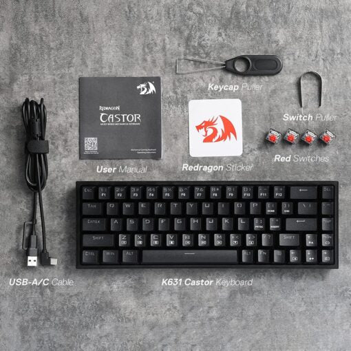 Redragon K631 CASTOR PRO 65% Wireless RGB Gaming Keyboard - PakByte