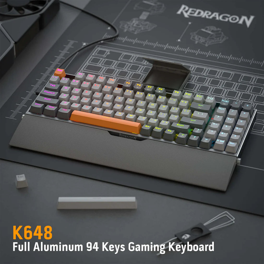 Redragon OLAF K648 90% Wired Aluminum RGB Gaming Keyboard
