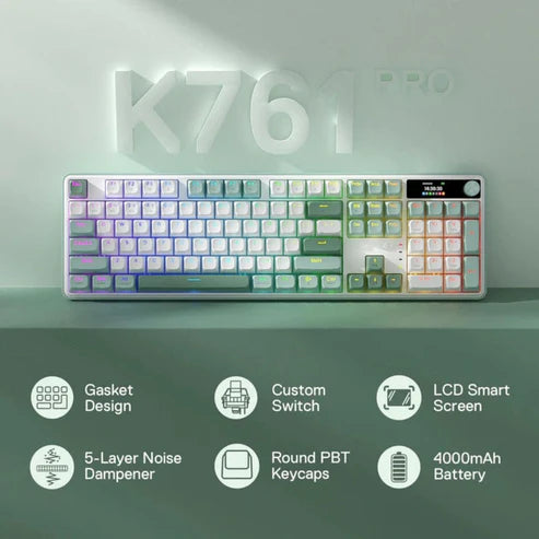 Redragon K761WG RGB WYVERN PRO Keyboard with LCD Screen & Knob