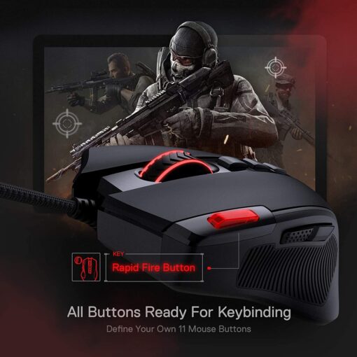 Redragon M612 PREDATOR RGB 8000 DPI Gaming Mouse with Rapid Fire Button - PakByte