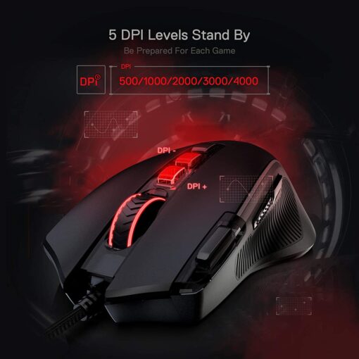 Redragon M612 PREDATOR RGB 8000 DPI Gaming Mouse with Rapid Fire Button - PakByte
