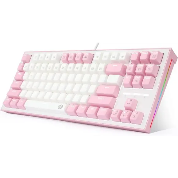 Redragon WIB BES K611 Dual Color Keys Mechanical Gaming Keyboard - White/Pink - PakByte Computers