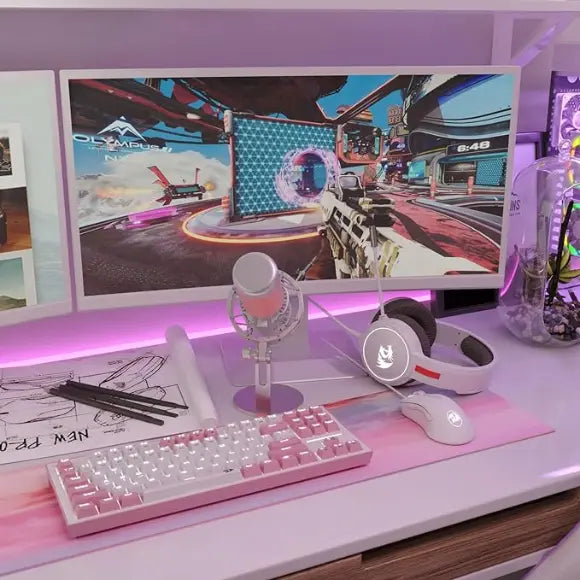 Redragon WIB BES K611 Dual Color Keys Mechanical Gaming Keyboard - White/Pink - PakByte Computers