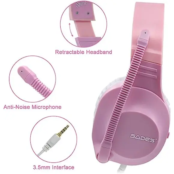 SADES Spirits SA-721 Stereo Gaming Headset - Pink - PakByte Computers