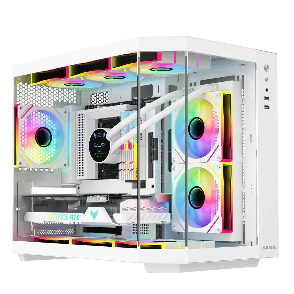 Sama Neview 2771 3x ARGB Fans Pre-Installed M-ATX Computer Case - White