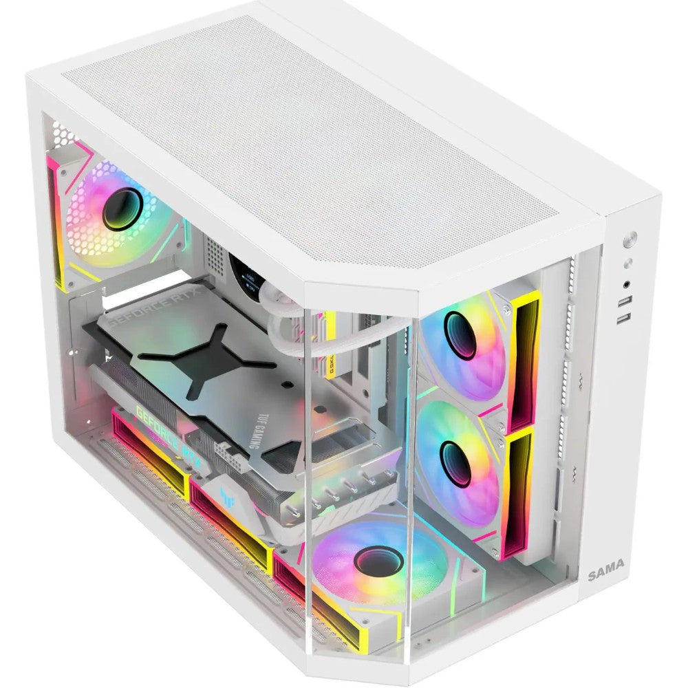 Sama Neview 2771 3x ARGB Fans Pre-Installed M-ATX Computer Case - White