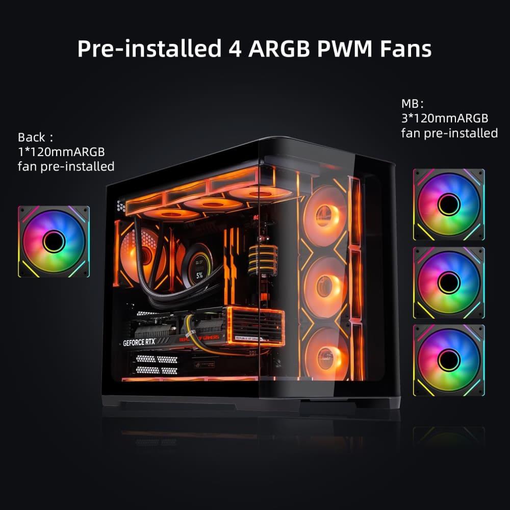 Sama Neview 2851A 4x ARGB Fans | BTF Support ATX- Black - PakByte