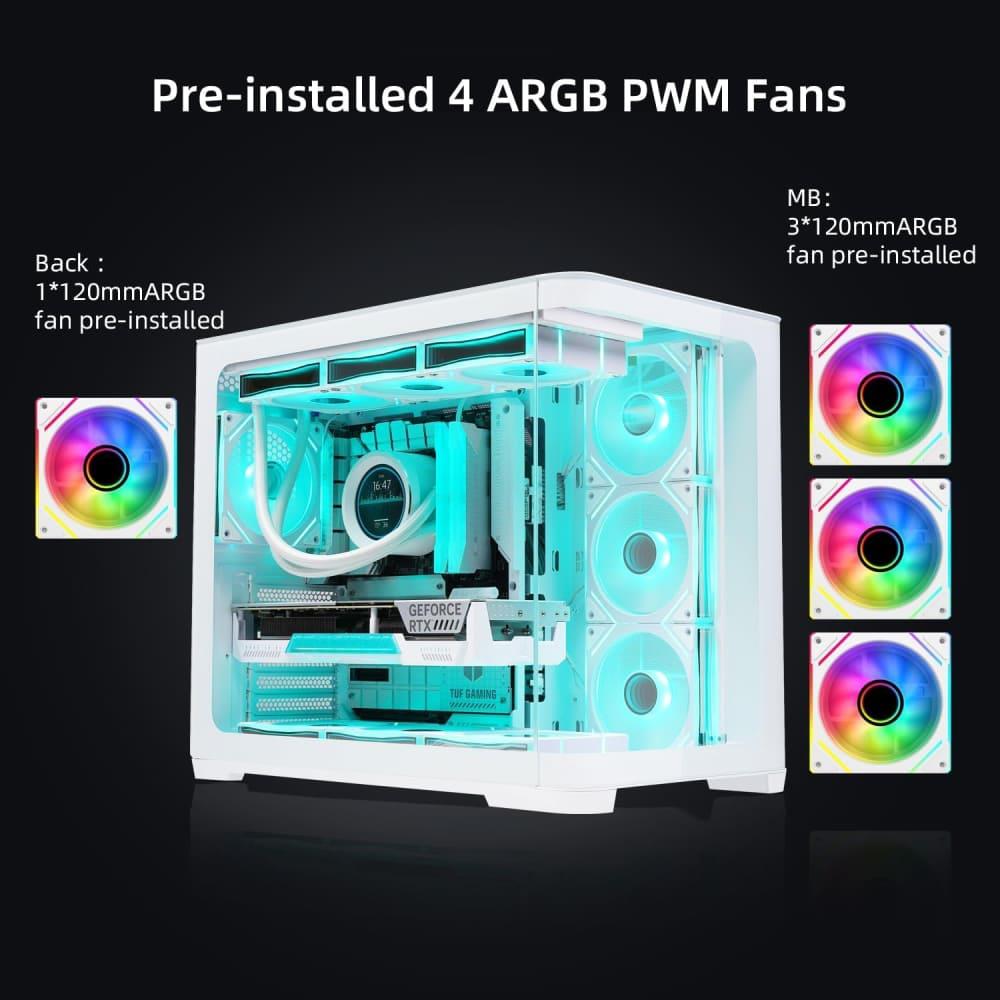 Sama Neview 2851A 4x ARGB Fans | BTF Support ATX- White - PakByte