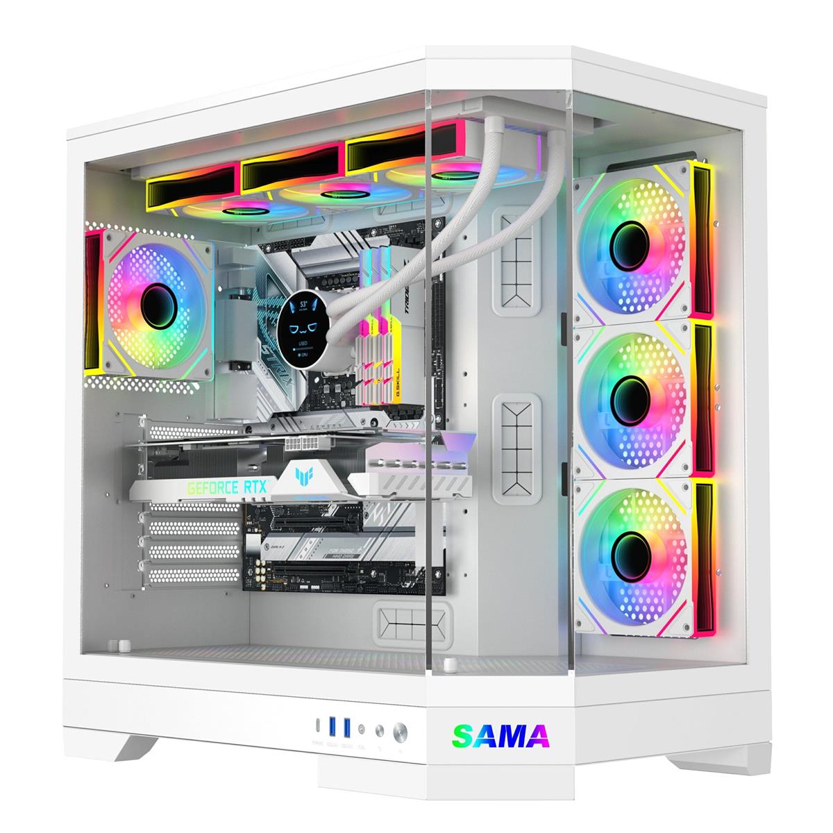 Sama Neview 3021 4x ARGB Fans Pre-Installed ATX- White - PakByte