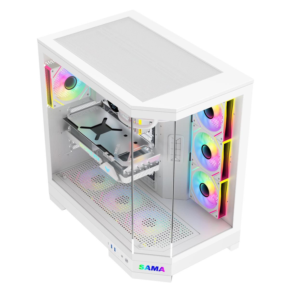 Sama Neview 3021 4x ARGB Fans Pre-Installed ATX- White - PakByte