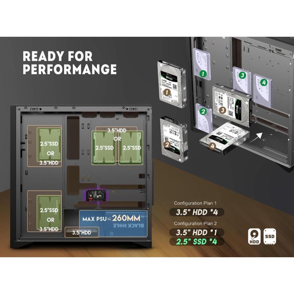 Sama V Nature 4x ARGB Fans | BTF Support ATX- Black - PakByte