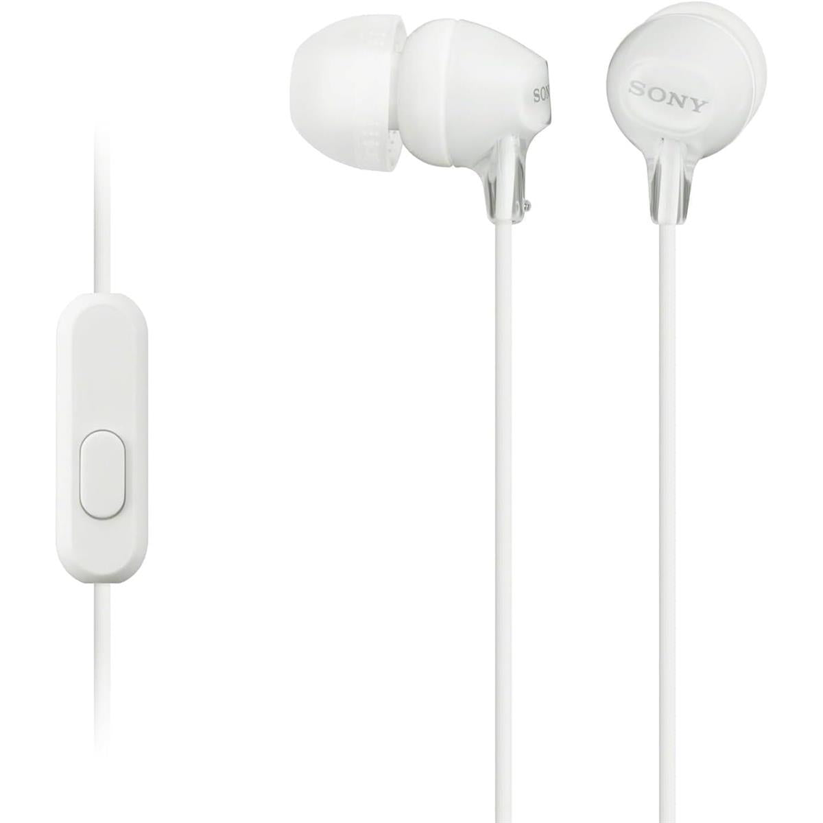 Sony MDR-EX15AP In-Ear Earbuds with Microphone - White - PakByte Computers