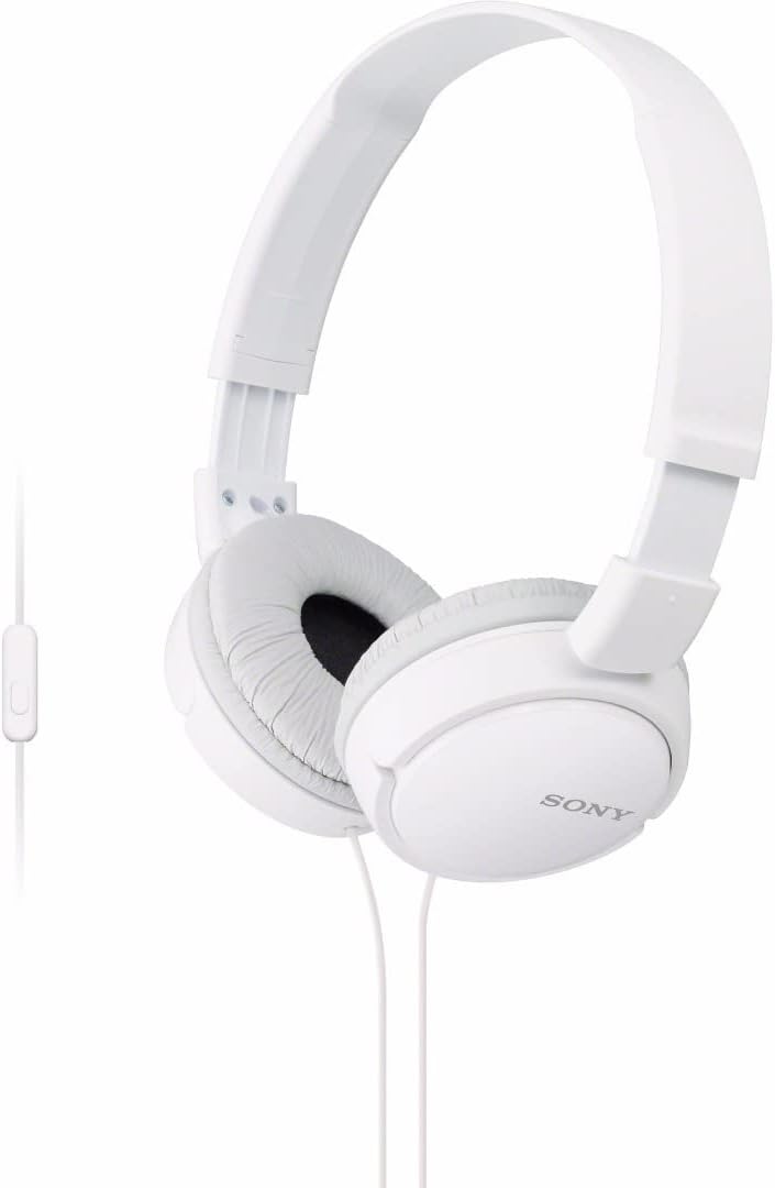 Sony ZX Series MDR-ZX110AP Wired On-Ear Headphones with Mic - White - PakByte Computers