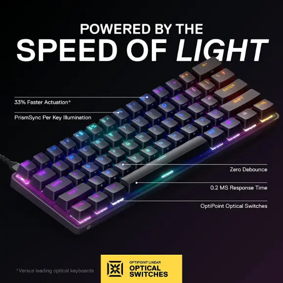 SteelSeries Apex 9 TKL Wired – Optical Mini Keyboard - Black (64847) - PakByte Computers