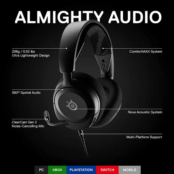 SteelSeries Arctis Nova 1 Multi-System Gaming Headset - Black - PakByte Computers