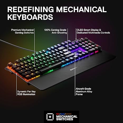SteelSeries Apex 7 Mechanical Gaming Keyboard Linear Red Switches