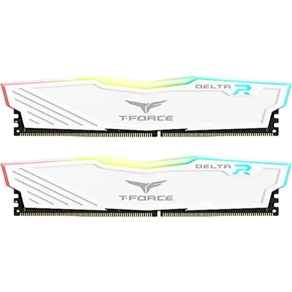 T-Force Delta 3600MHZ DDR4 16GB (8x2) - White Desktop Memory - PakByte Computers