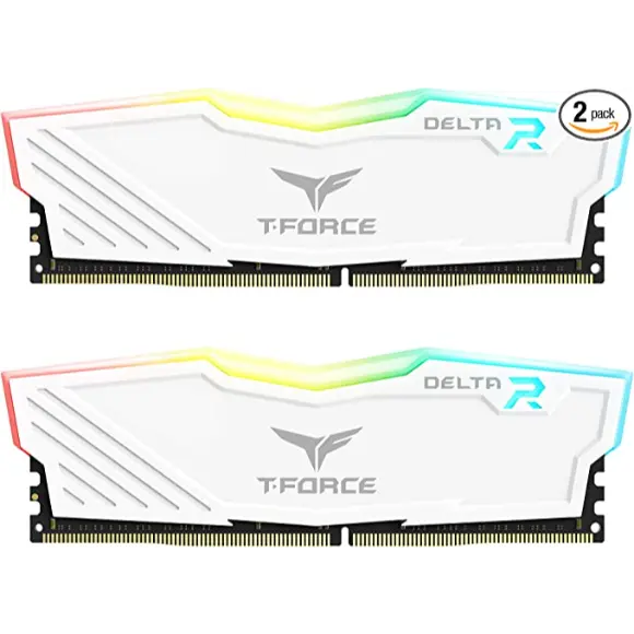 T-Force Delta RGB DDR4 3600MHZ 32GB (16x2) Desktop Gaming Memory - White - PakByte Computers