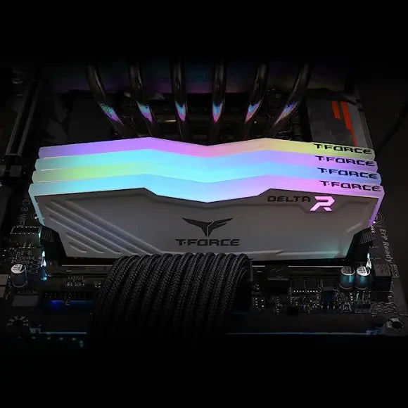 T-Force Delta RGB DDR4 3600MHZ 32GB (16x2) Desktop Gaming Memory - White - PakByte Computers