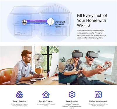 TP-Link RE505X AX1500 Wi-Fi Range Extender WiFi 6 One Mesh Dual Band - PakByte Computers
