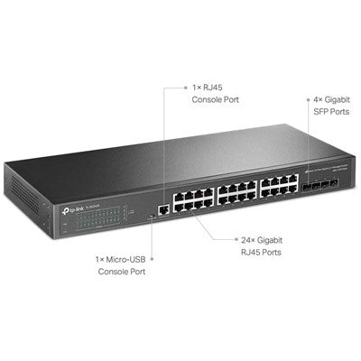 TP-Link TL-SG3428 JetStream 24-Port Gigabit L2+ Managed Switch with 4 SFP Slots