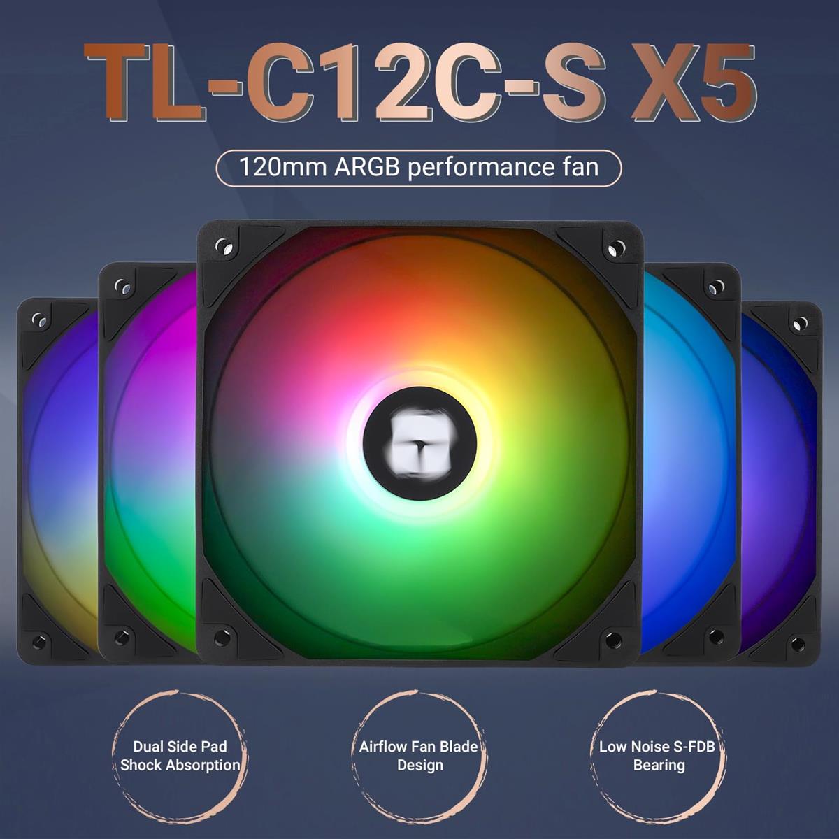 Thermalright TL-C12C-S X5 CPU Fan 120mm ARGB Case Cooler Fan - PakByte Computers