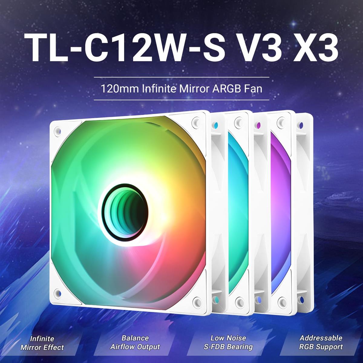 Thermalright TL-C12W-S V3 X3 ARGB 120mm Case Fan - PakByte Computers
