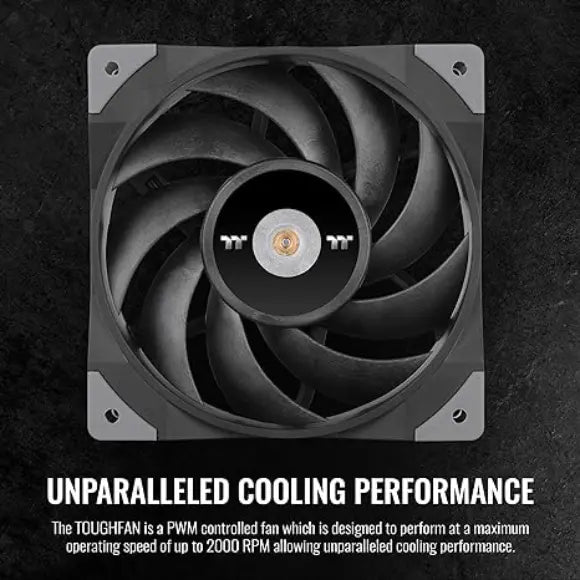 Thermaltake ToughFan 120mm Case/Radiator Fan (2 Pack) CL-F082-PL12BL-A - Black - PakByte Computers