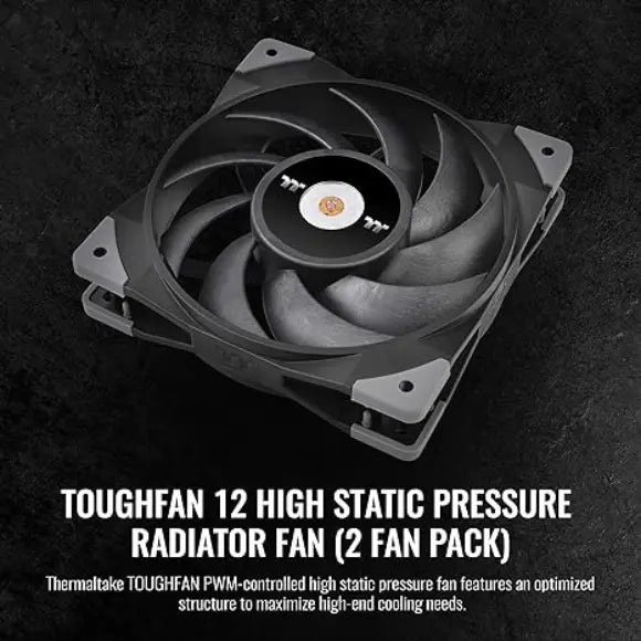 Thermaltake ToughFan 120mm Case/Radiator Fan (2 Pack) CL-F082-PL12BL-A - Black - PakByte Computers