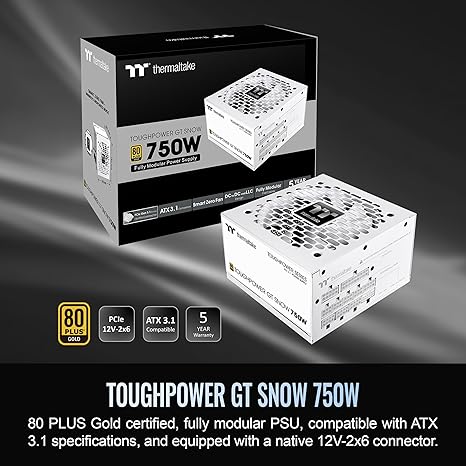 Thermaltake Toughpower GT 750W 80 Plus Gold Power Supply - Snow