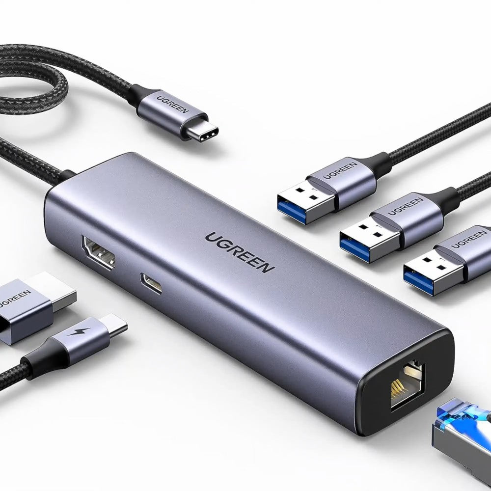 UGREEN 15598 Revodok 6-in-1 USB C Hub Gigabit Ethernet, 4K HDMI, 100W USB-C PD - PakByte Computers