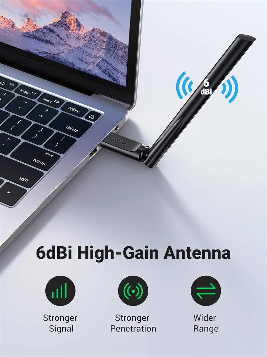 UGREEN AC650 HighGain Dual Band Wireless USB Adapter - PakByte