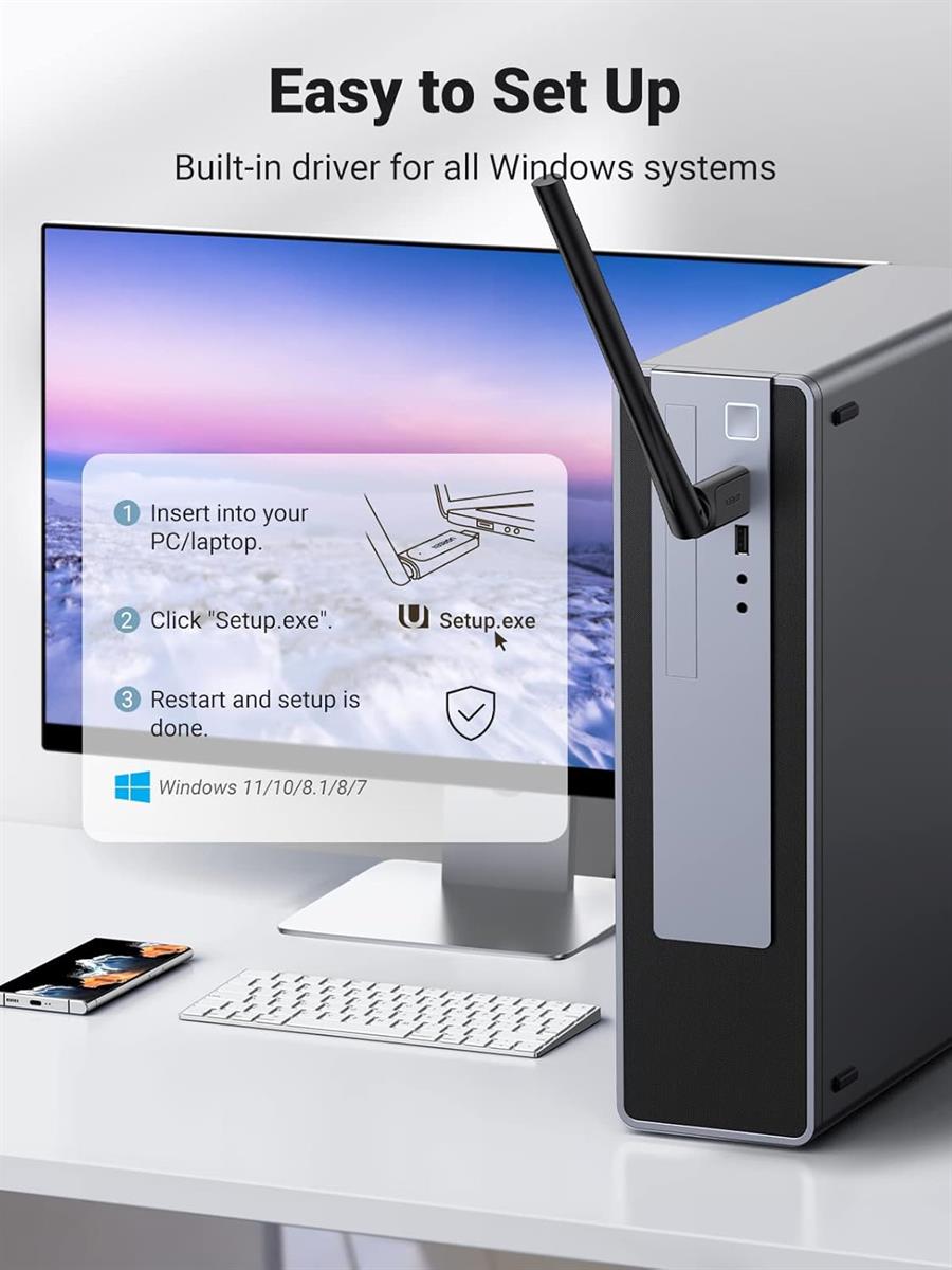 UGREEN AC650 HighGain Dual Band Wireless USB Adapter - PakByte