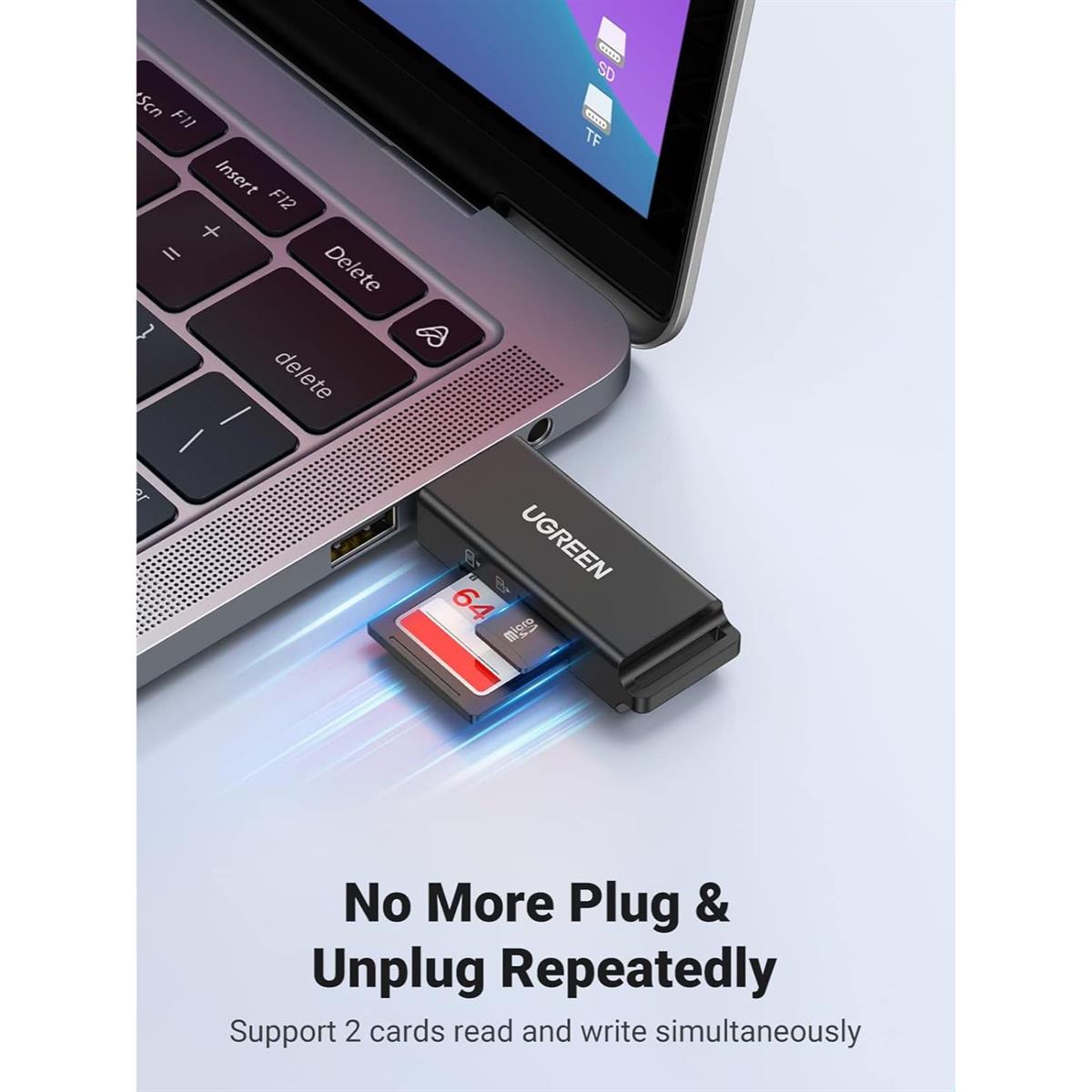 UGREEN USB 3.0 to TF + SD Dual Card Reader (Black) - PakByte