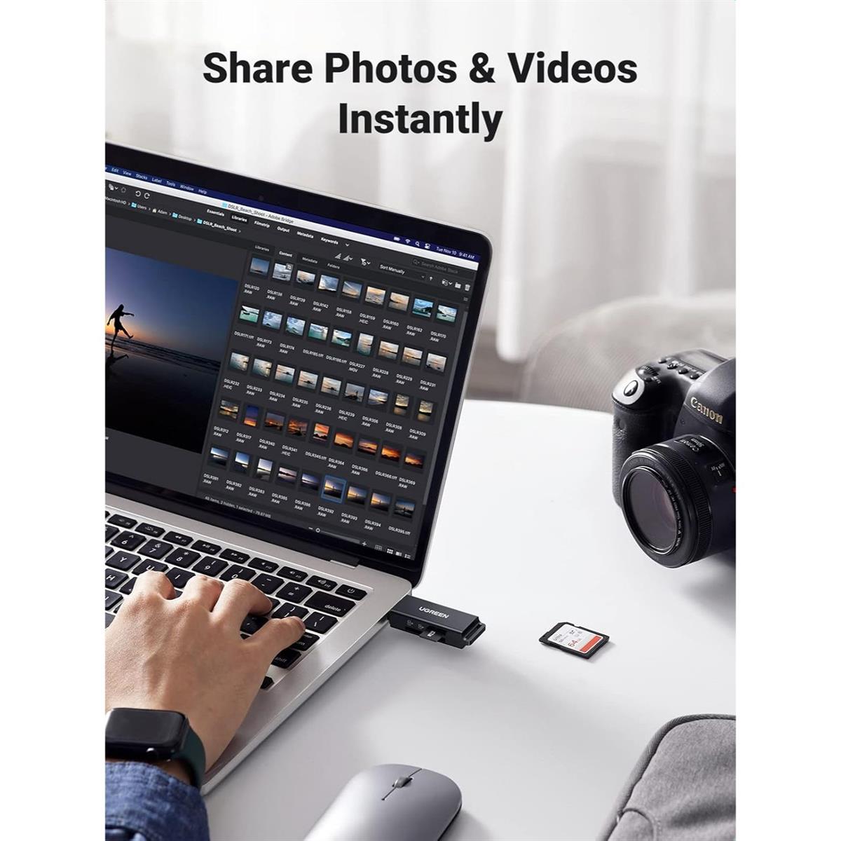 UGREEN USB 3.0 to TF + SD Dual Card Reader (Black) - PakByte