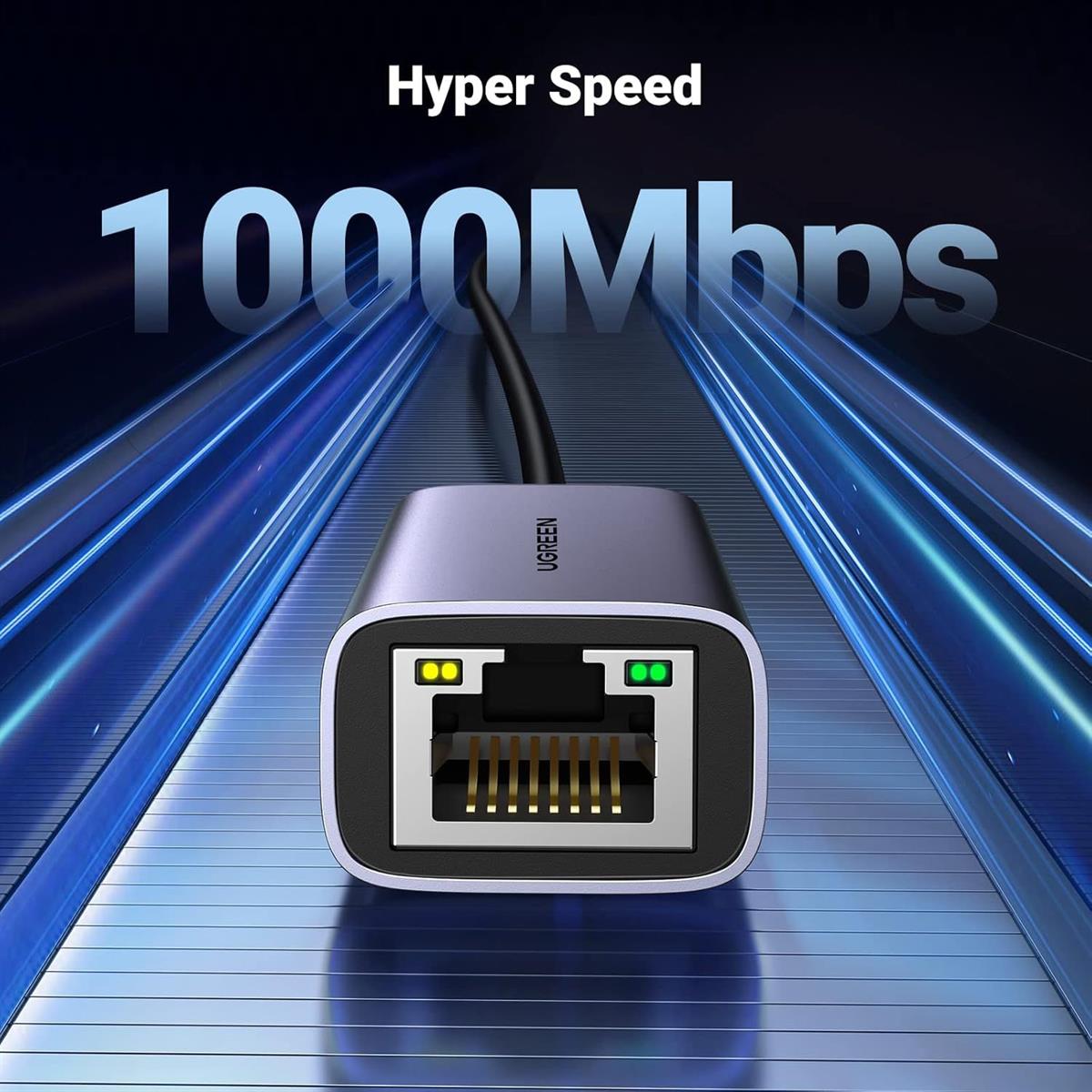 UGREEN USB Type C to 10/100/1000M Ethernet Adapter (Space Gray) - PakByte