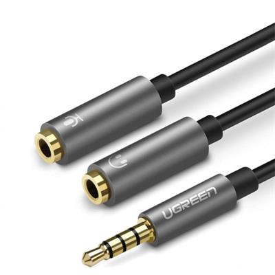 UGreen 3.5mm Audio Stereo Y Splitter Extension Cable 3.5mm Male to 2 Female for Earphone, Headset Splitter Adapter, Compatible for PS4, Xbox One, Laptop, Phone, PC Gaming Headset with Mic - (Black) - PakByte