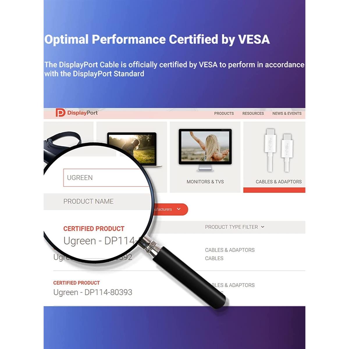 UGreen DisplayPort 1.4 Certified Cable 5M, 8k DisplayPort to DisplayPort Cable Nylon Braided DP to DP (8K@60Hz and 4K@144Hz) Support 32.4Gbps HDR HDCP Gaming Monitor Cable for Laptop PC TV - PakByte