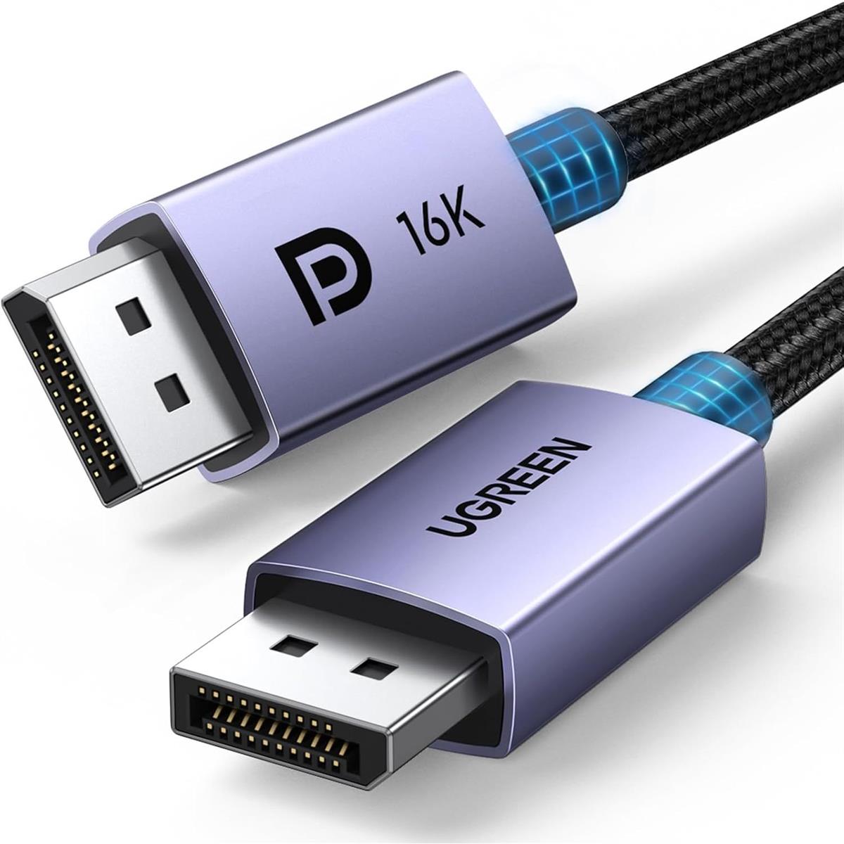 UGreen DisplayPort Cable 2.1 VESA Certified DP2.0 40Gbps Support 16K@30Hz 8K@240Hz 4K@240Hz HDR, HDCP, DSC 1.2a, Braided Display Port Cable Cord Compatible FreeSync G-Sync Video Card Monitor, 2m - PakByte