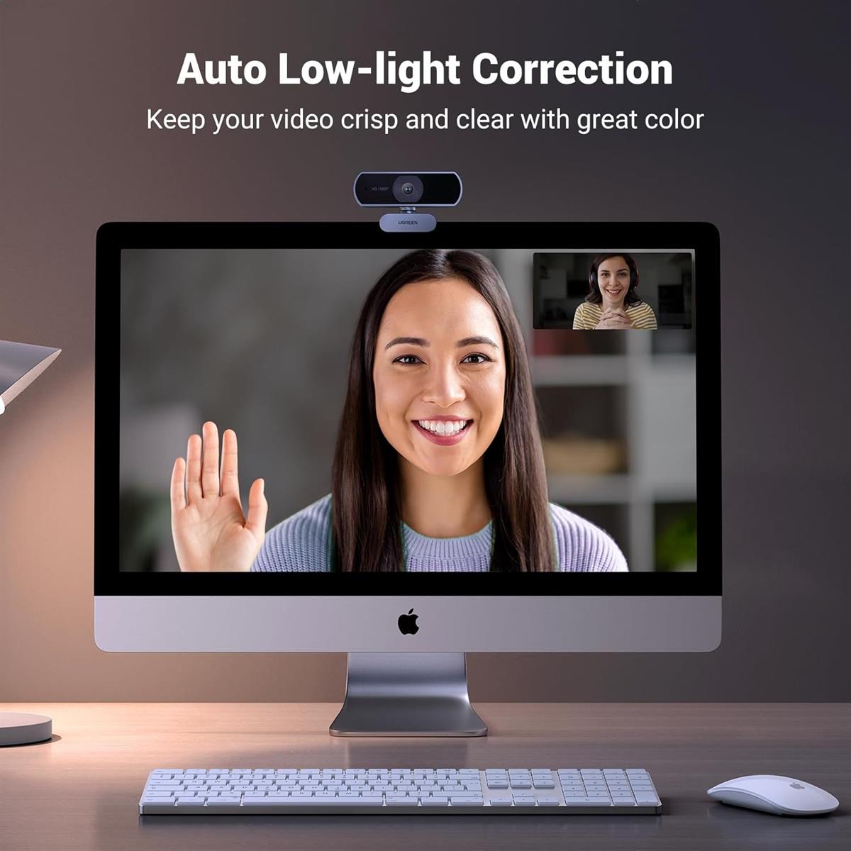 Ugreen 1080P Webcam with Microphone, Full HD USB Web Camera, Adjustable FOV, Noise-Canceling, Plug and Play, Auto Light Correction, Video Webcam for Streaming/Conferencing, Zoom/Skype/YouTube, Desktop - PakByte